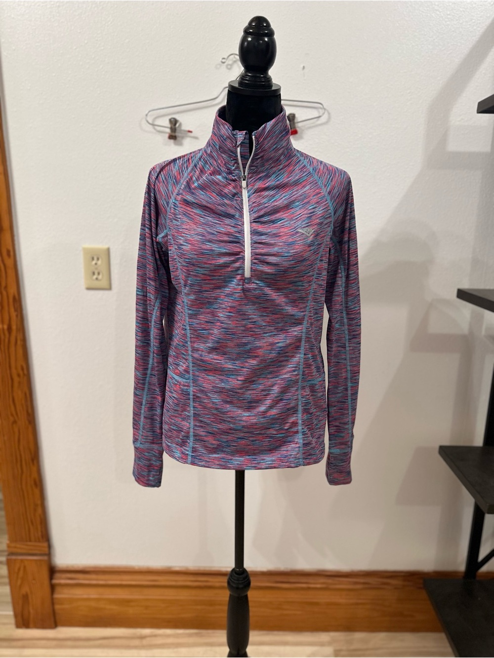 Pony Pink & Blue Space-Dye Quarter Zip Pullover